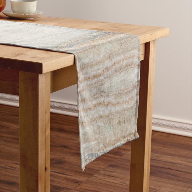 minimalist modern chic beige tan white grey marble medium table runner (In Situ)