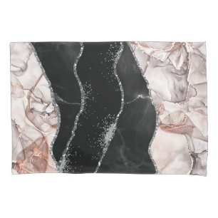 minimalist modern chic beige tan white grey marble pillowcase