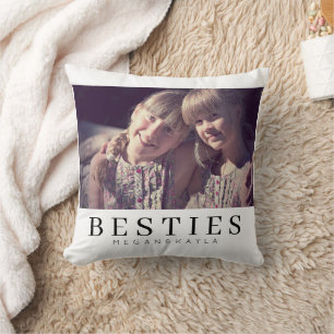 Minimalist Modern Chic Best Friends BFF Photo Cushion