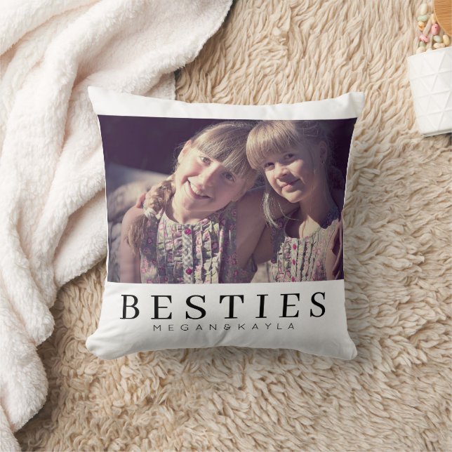 Minimalist Modern Chic Best Friends BFF Photo Cushion (Blanket)