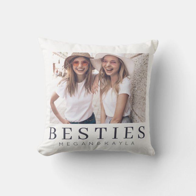 Minimalist Modern Chic Best Friends BFF Photo Cushion (Front)