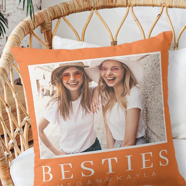 Minimalist Modern Chic Best Friends BFF Photo Cushion (Creator Uploaded)