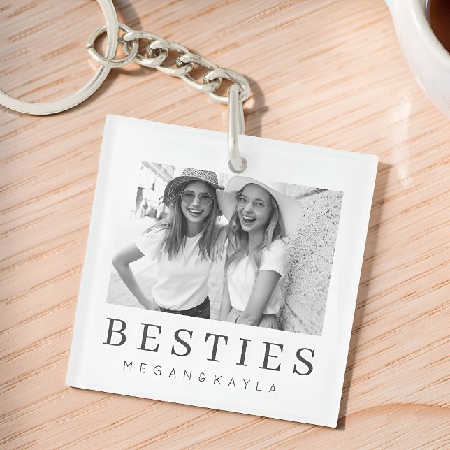 Minimalist Modern Chic Best Friends BFF Photo Key Ring (Creator Uploaded)