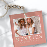 Minimalist Modern Chic Best Friends BFF Photo Key Ring<br><div class="desc">Design is composed of fun and playful typography with sans serif and serif font. Add a custom photo.</div>