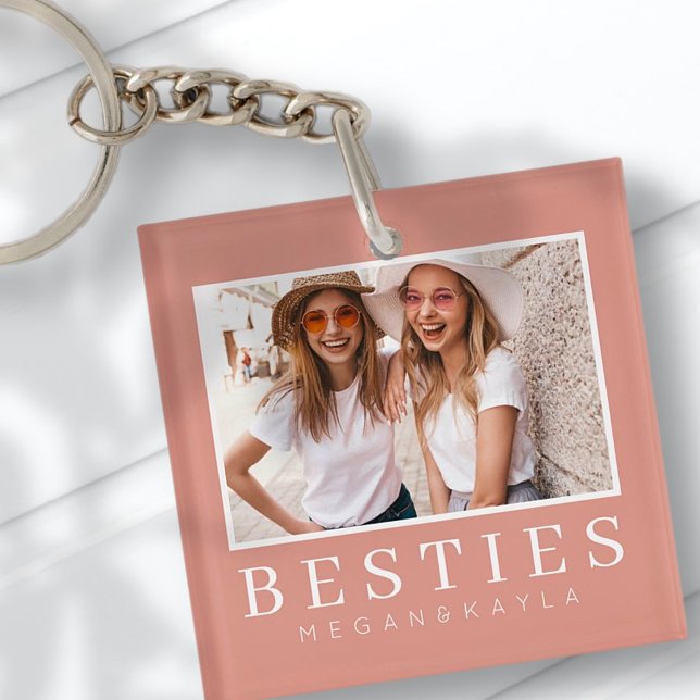 Minimalist Modern Chic Best Friends BFF Photo Key Ring (Creator Uploaded)
