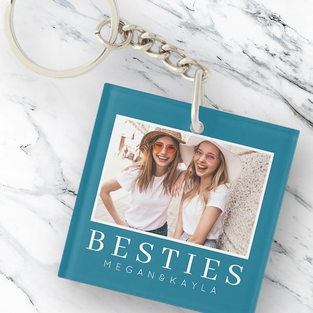 Minimalist Modern Chic Best Friends BFF Photo Key Ring (Creator Uploaded)
