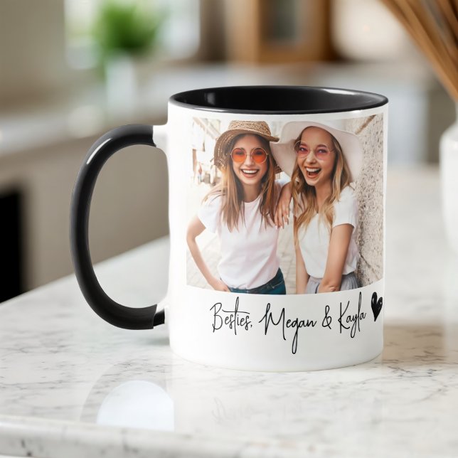Minimalist Modern Chic Best Friends BFF Photo Mug (Creator Uploaded)