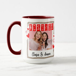 Minimalist Modern Chic Best Friends BFF Photo Two- Mug