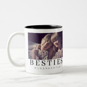 Minimalist Modern Chic Best Friends BFF Photo Two-Tone Coffee Mug