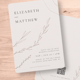 Minimalist Modern Chic Foliage Botanical Wedding Invitation