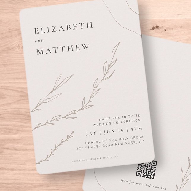 Minimalist Modern Chic Foliage Botanical Wedding Invitation (Creator Uploaded)