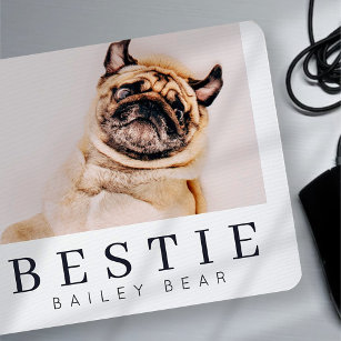 Minimalist Modern Chic Pet Bestie BFF Photo Mouse Pad