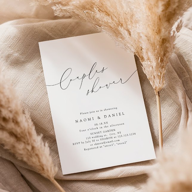 Minimalist Modern Chic Script Couples Shower  Invitation (Minimalist Modern Chic Script Couples Shower Invitation)