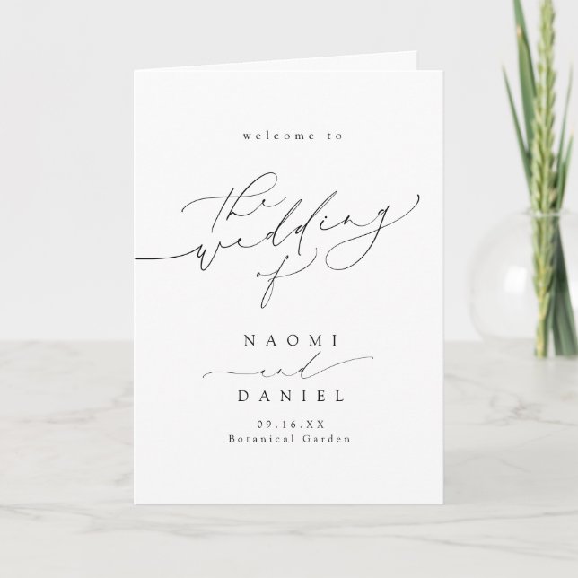 Minimalist Modern Chic Script Elegant Wedding Program (Front)