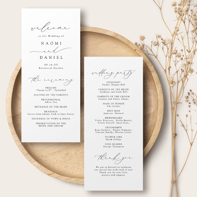 Minimalist Modern Chic Script Elegant Wedding Program (Minimalist Modern Chic Script Elegant Wedding Program)