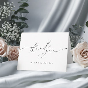 Minimalist Modern Chic Script Elegant Wedding Thank You Card