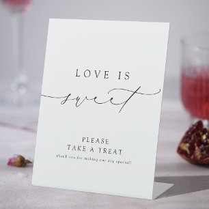 Minimalist Modern Chic Script Love Is Sweet Pedestal Sign