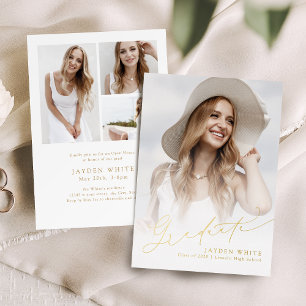 Minimalist Modern Chic Script Photo Graduation