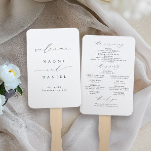 Minimalist Modern Chic Script Wedding Program Hand Fan