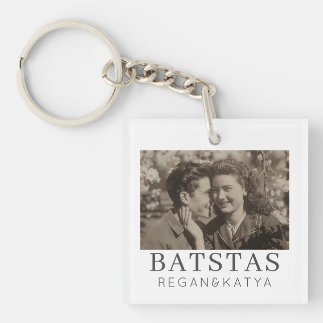 Minimalist Modern Chic wedding BFF Photo Keyc Key Ring (Front)