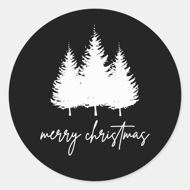 Minimalist Modern Christmas Classic Round Sticker (Front)