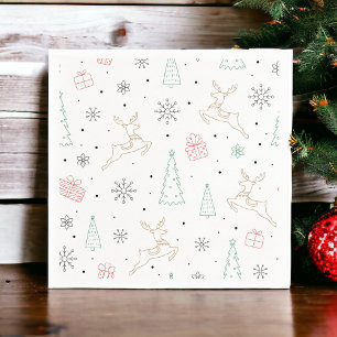 Minimalist Modern Christmas Theme Line Art Napkin