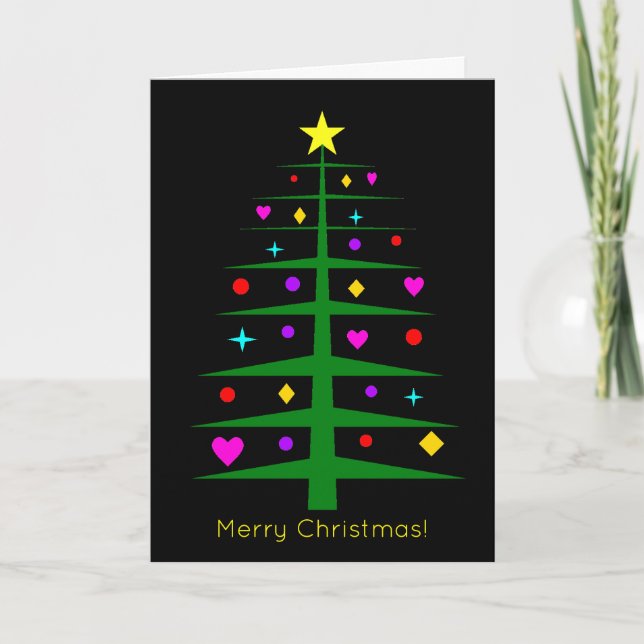 Minimalist Modern Christmas Tree Holiday Card (Front)