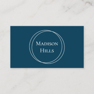 Minimalist Modern Circles Frame Navy Blue Business Card