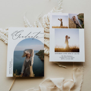 Minimalist Modern Classic Arch Photo Graduation Invitation