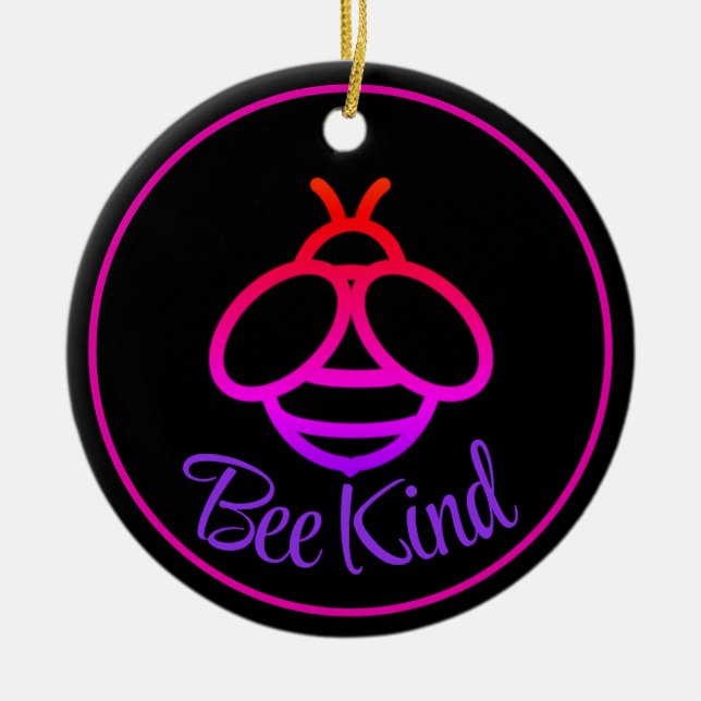 Minimalist modern classic bee honeybee bumblebee  ceramic ornament (Front)