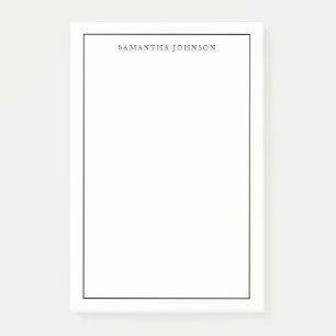 Minimalist Modern Classic Black Border Your Name Post-it Notes