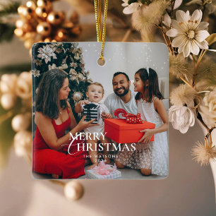Minimalist Modern Classic Family Photo Ceramic Ornament