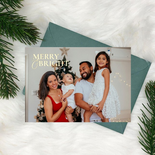 Minimalist Modern Classic Family Photo  Foil Holiday Card (Creator Uploaded)
