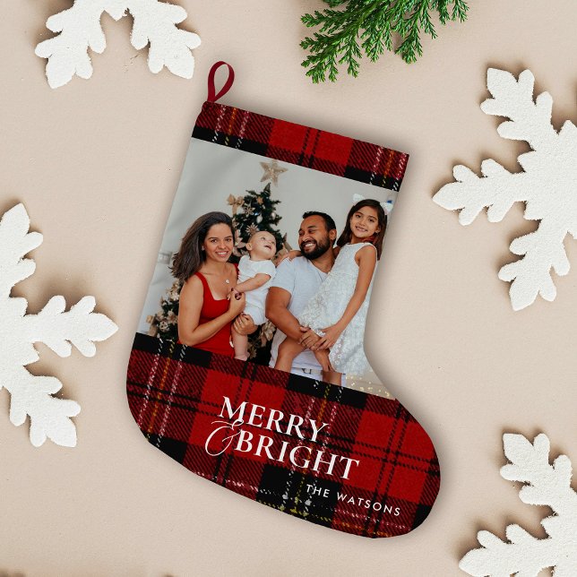 Minimalist Modern Classic Family Photo  Large Christmas Stocking (Creator Uploaded)