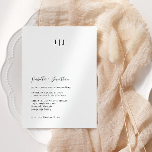 Minimalist Modern Classic Wedding Black and White Invitation