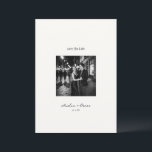 Minimalist Modern Classy Script Photo QR Wedding Save The Date<br><div class="desc">This wedding announcement features a clean editorial layout with a centered photo and refined typography. The minimalist design uses soft spacing and simple text to create a modern, understated look that lets your photo stand out. Ideal for couples who want something timeless, elevated, and photo-focused. The back includes space for...</div>