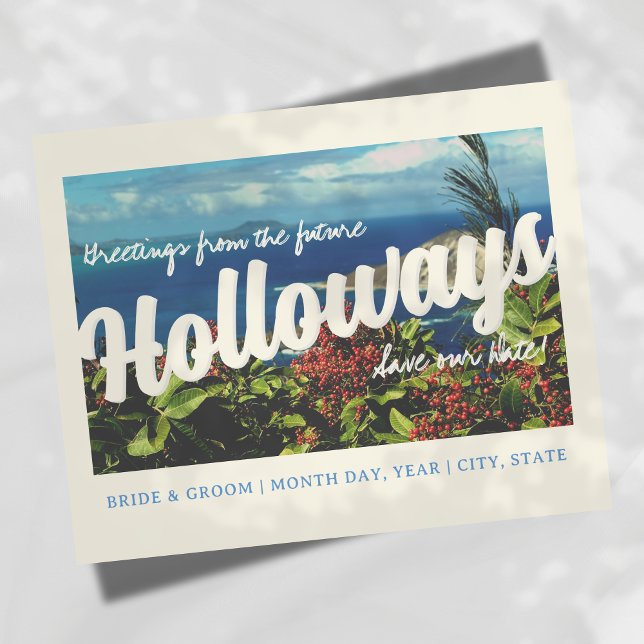 Minimalist Modern Coastal Save the Date Postcard (Announce your wedding in style with this Modern Postcard Save the Date card. )