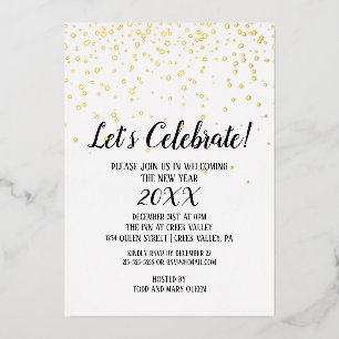 Minimalist Modern Confetti New Year's Gold 