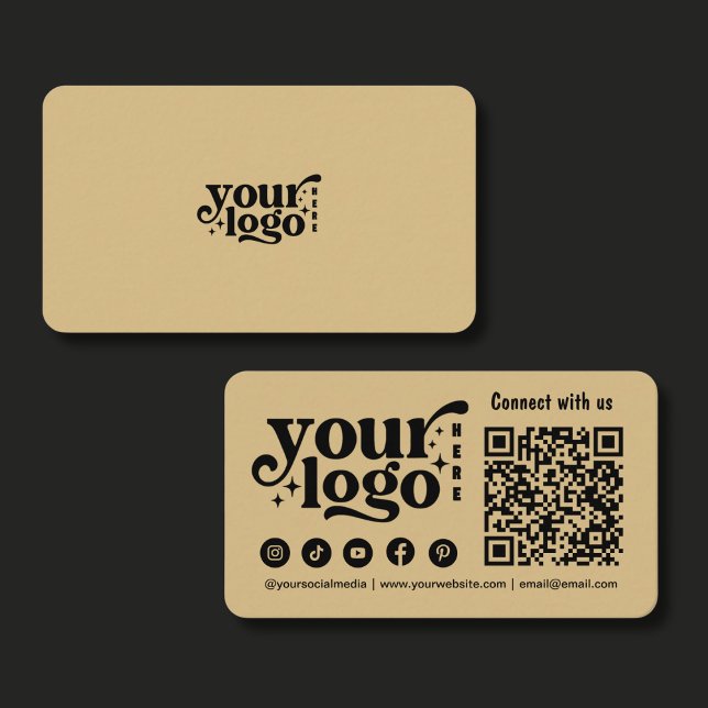 Minimalist Modern Connect With Us Logo & QR Code Business Card (Creator Uploaded)