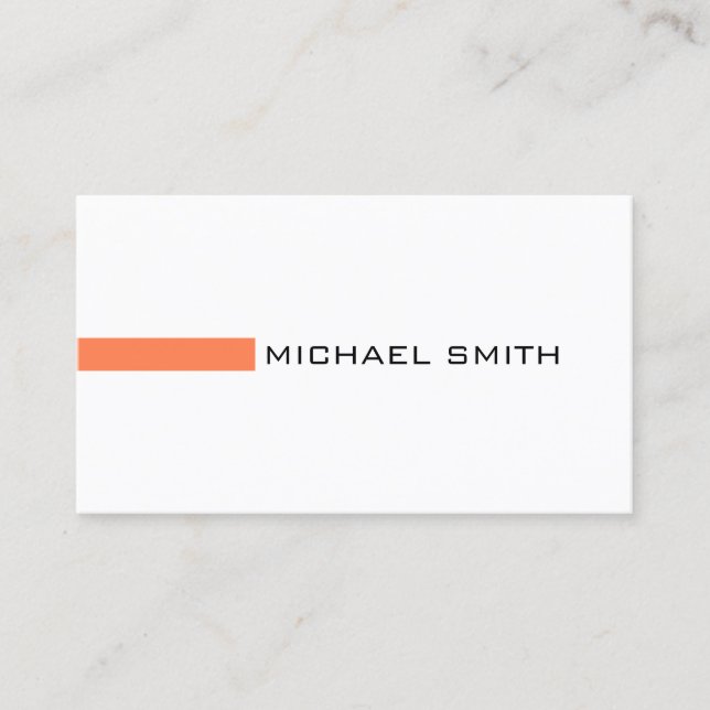 Minimalist Modern Coral Elegant White Business Card (Front)