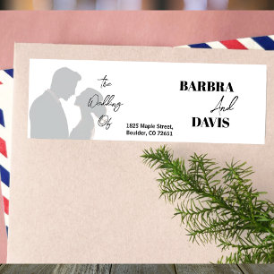 Minimalist Modern Couple Silhouette Return Address Return Address Label