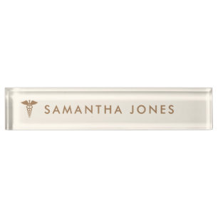 Minimalist Modern Cream doctor Nameplate