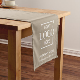 Minimalist Modern Custom Business Logo Branded Short Table Runner