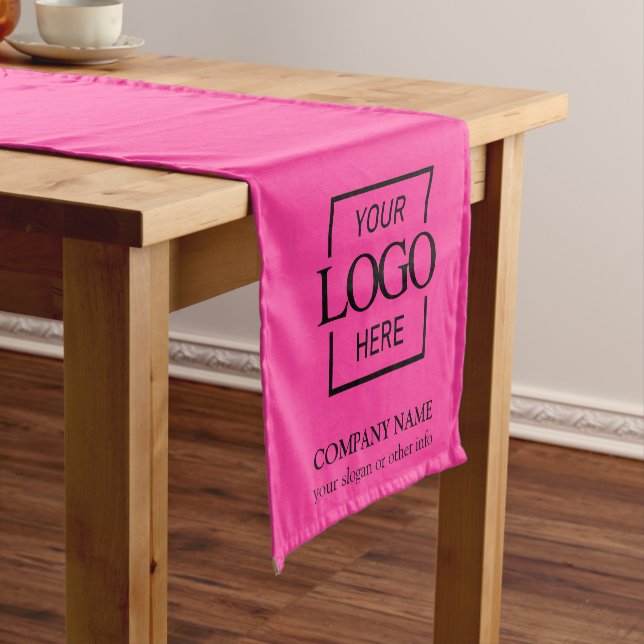 Minimalist Modern Custom Business Logo Branded Short Table Runner (In Situ)