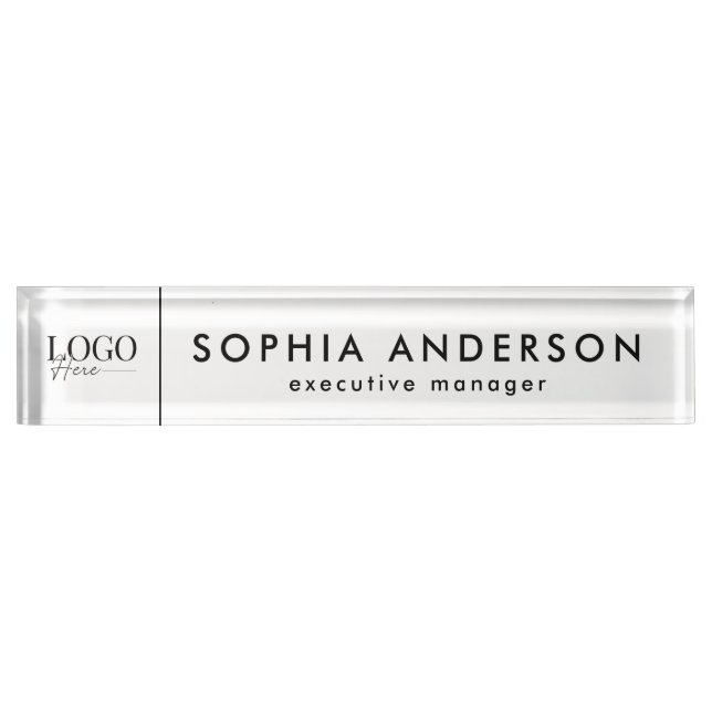 Minimalist Modern Custom Business Logo Employee Nameplate (Front)