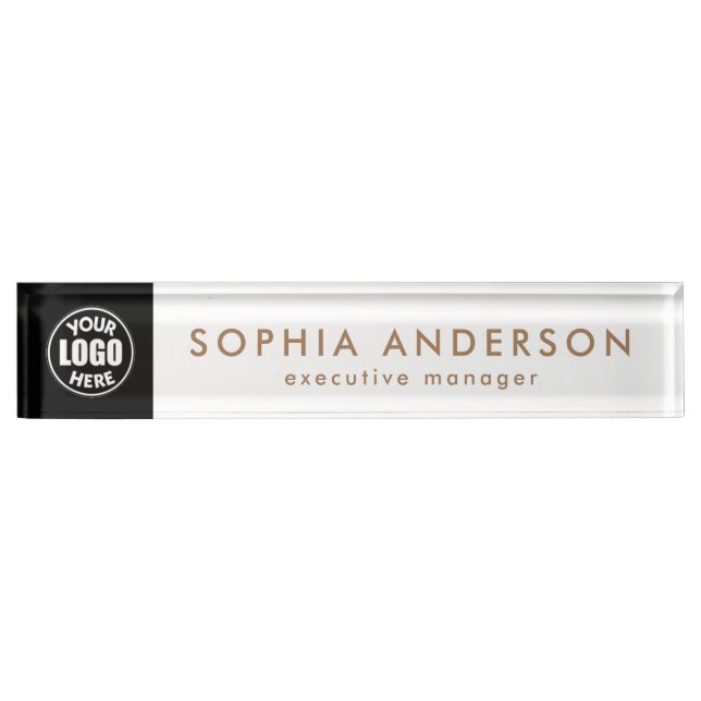 Minimalist Modern Custom Business Logo Employee Nameplate (Front)