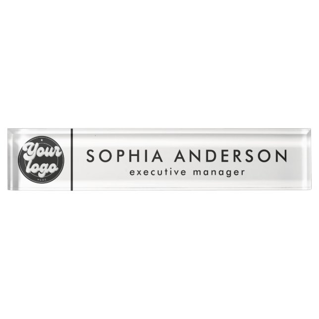 Minimalist Modern Custom Business Logo Employee Nameplate (Front)