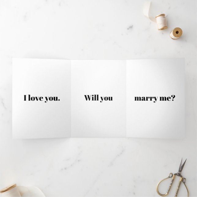 Minimalist modern custom marriage proposal Tri-Fold card (Inside)