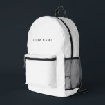 Minimalist Modern Custom Name, Text, Photo Printed Backpack<br><div class="desc">Personalised Trendy backpack featuring modern custom text. Add your own photo,  illustration or any graphic design element,  or leave this elegant and minimal aesthetic. Any font,  any colour,  no minimum.</div>