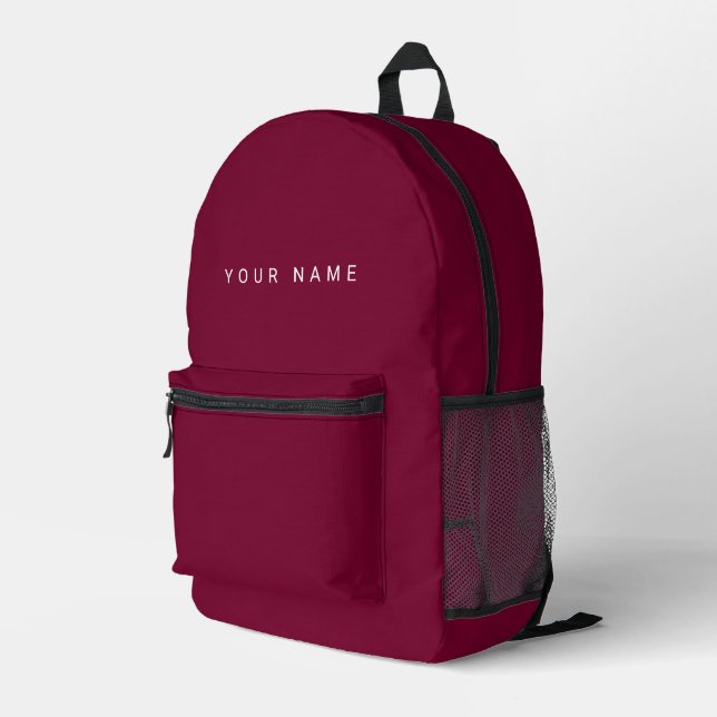 Minimalist Modern Custom Name, Text, Photo Printed Backpack (Back Corner Right)